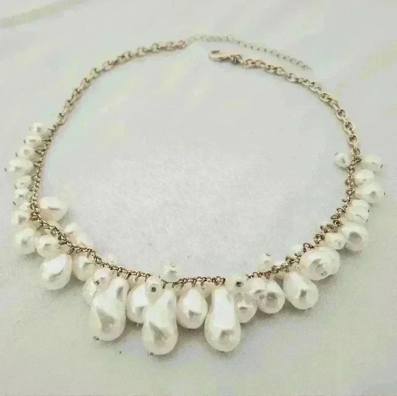Luxury Pearl Necklace Gold Brunch Fun Flirty Cream White - Picture 1 of 5